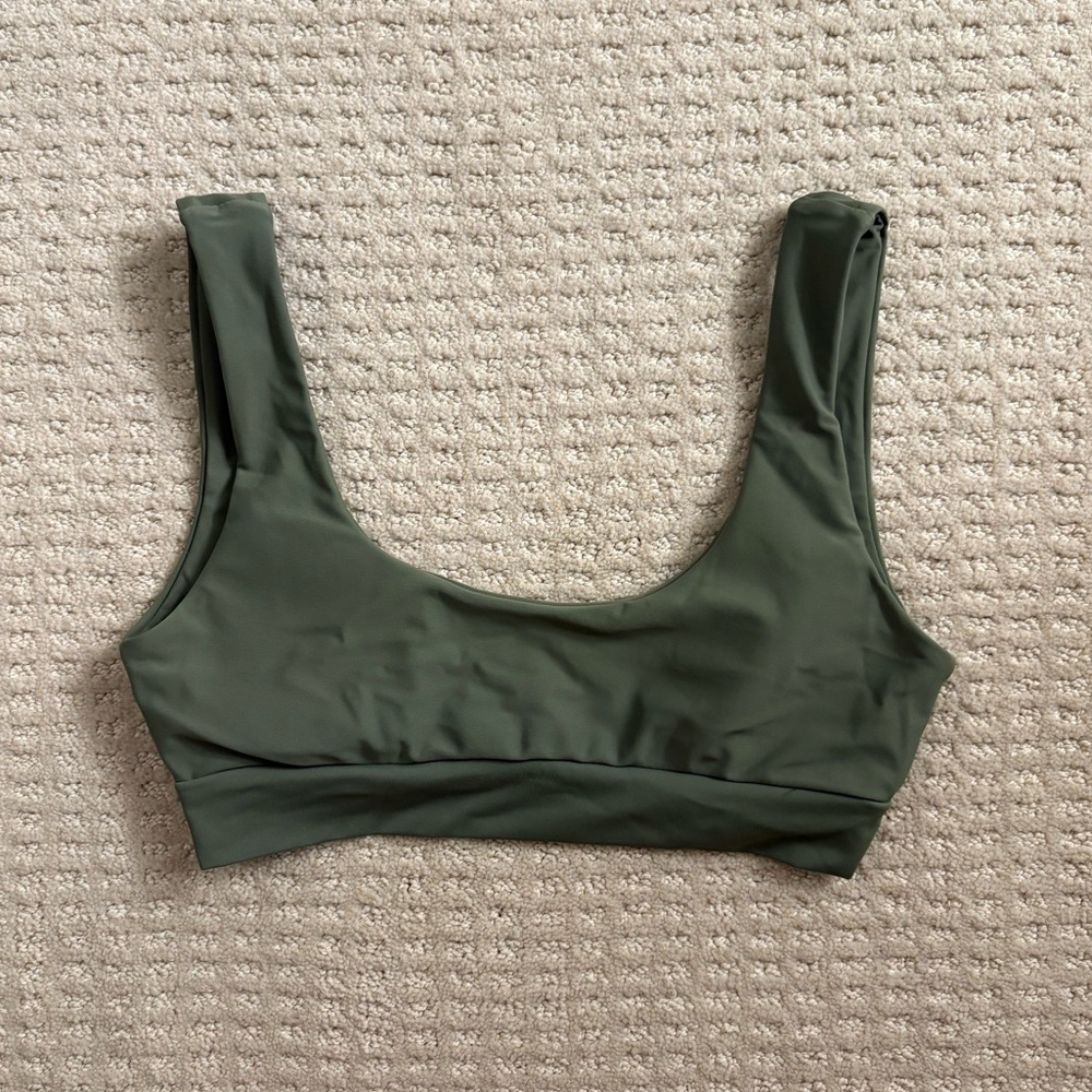 Zaful Olive Green Scoop Neck Bikini Top